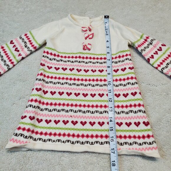 Janie and Jack White Pink Heart Cottagecore Knit Sweater Dress Girl 6 - 12 month - Picture 7 of 7